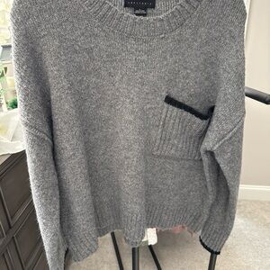 Sanctuary Gray Knit Sweater with Black-Trim Pocket